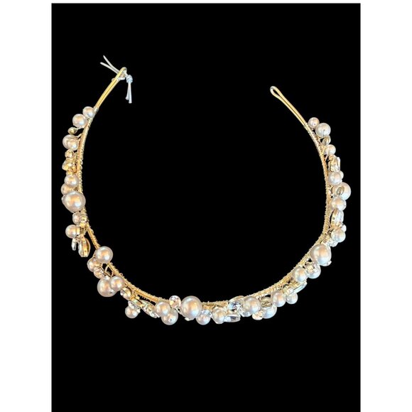 Large Gold/Pearl/Crystal Tiara/Headband - Marionat - NWT main image 5